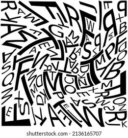 Background with letters scattered chaotic, vector illustration