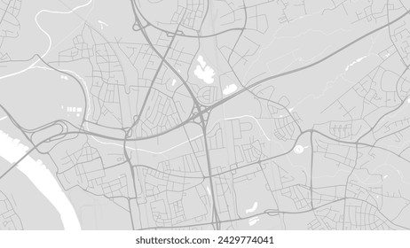 Background Leverkusen map, Germany, white and light grey city poster. Vector map with roads and water. Widescreen proportion, digital flat design roadmap.