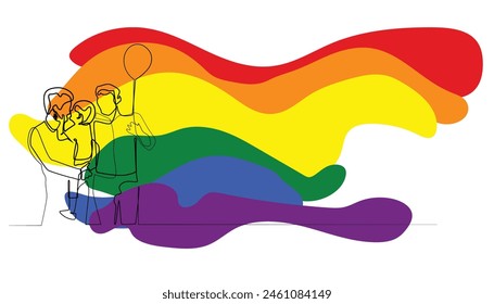 background of LGBT celebration.banner of happy LGBT life.single line of LGBT family with colorful flags