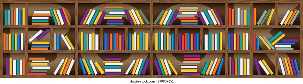 background of library book shelf