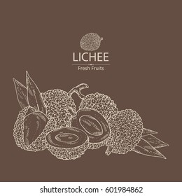 Background with lichee. Hand drawn