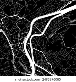 Hintergrund Lüttich Karte, Belgien, schwarz-weiß Stadtplakat mit Straßen und Wasser. Digitale Planungs-Roadmap.