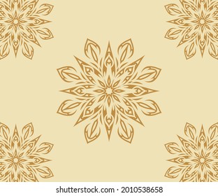 Background with light beige seamless pattern in simple batik style. Vector retro illustration. Ideal for printing on fabric or paper for wallpaper, textiles, wrapping.