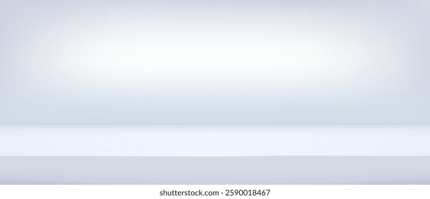 Background light blue shelf studio, color sky space room tabletop, vector illustration. Limbo countertop backdrop.