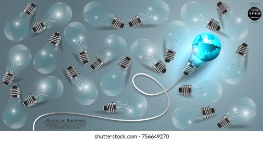 
Background Light bulbs world and Light bulbs lots -  modern design Idea and Concept  Vector illustration Business  Infographic template.