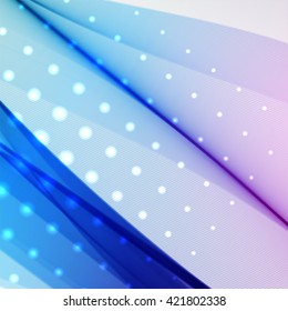 Background with light dots and lines. Abstract background. Vector illustration. Blue, pink colors. 