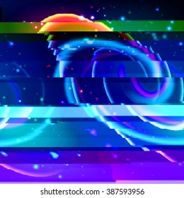 Background with light effects in style glitch-art. Vector illustration.