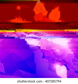 Background with light effects in style glitch-art.  Vector illustration