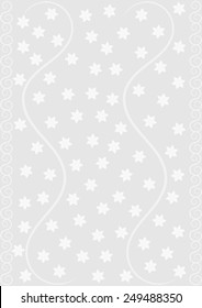 A background with light gray flowers and a flourish pattern on silver background