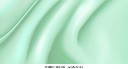 Background of light green fabric with several folds