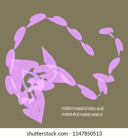 The background is light grey. brush strokes, lilac color.