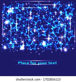 fondo con estrellas láser ligeras, círculos y otros elementos