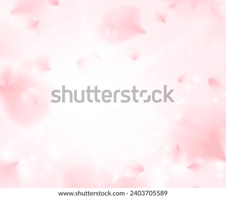 Background of light pink rose petals. Realistic flying sakura cherry flower elements for spa beauty banner design