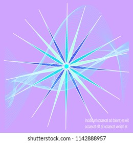 The background is light purple, the star is blue, the wave lines are light.