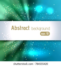 Background with light rays. Abstract background. Vector illustration. Blue, green colors.