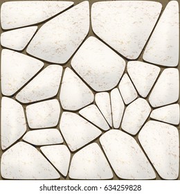 Background of light stones. Backdrop of textured cobblestones. Vector illustration