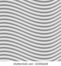 Background of light, white, wavy, volumetric lines. Are located exactly in a row. 3d illustration. Cast shadows