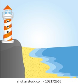 background of a lighthouse cliff, vector illustration