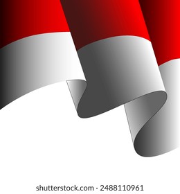 Hintergrund wie eine Flagge oder wellenförmige Form, mit einer Kombination aus Rot und Weiß. Abstrakter roter und weißer Hintergrund