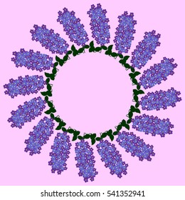 Background with lilac flowers on light pink background