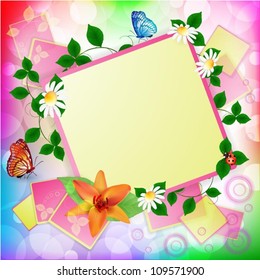 Background with lily and daisies