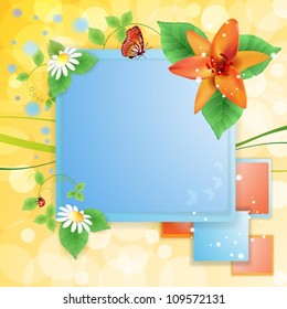 Background with lily and daisies