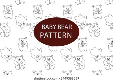 background line adorable bear isolated on white background