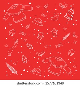 background line art is perfect as a wallpaper at Christmas. This background uses 2 colors, so it looks simple and cute