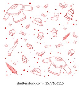 background line art is perfect as a wallpaper at Christmas. This background uses 2 colors, so it looks simple and cute