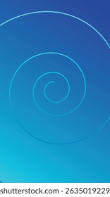 Línea de fondo que gira en espiral azul brillante. Degradado de azul claro a azul oscuro