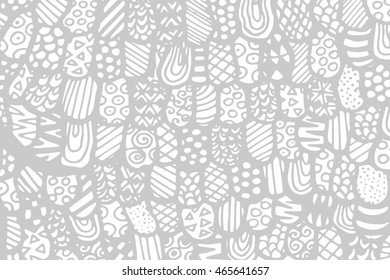 Background with line pattern. Grey ornament. Handmade drawing. Zentangle style.