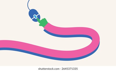 Background line rope hand touch mouse cable