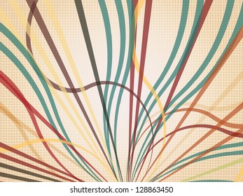 background line of tape. Multi-colored ribbons.
