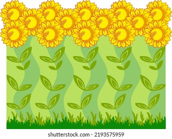 Background linear ornament strip of sunflowers.