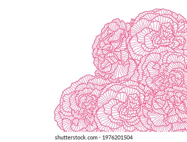 Background with linear roses. Beautiful decorative summer flowers.