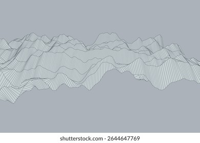 Plano de fundo com turbulência linear feita de linhas de contorno uniformemente espaçadas que imitam a topografia distorcida