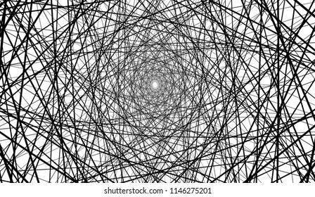 Background of lines are twisted in a spiral. Black lines on white background