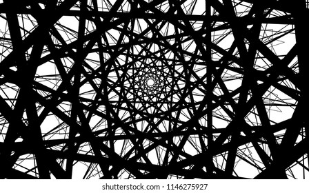 Background of lines are twisted in a spiral. Black lines on white background