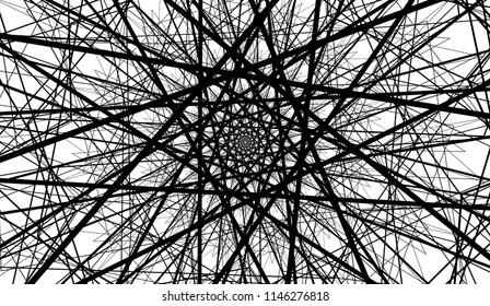Background of lines are twisted in a spiral. Black lines on white background