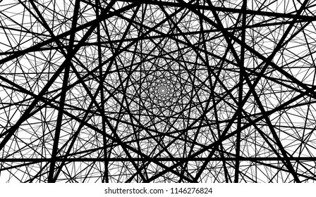 Background of lines are twisted in a spiral. Black lines on white background