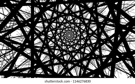 Background of lines are twisted in a spiral. Black lines on white background