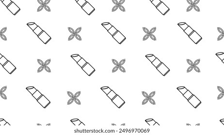 background with lipsticks seamless pattern vector one line black