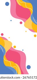 Fondo Formas de ondas líquidas. Anuncio de color amarillo, rosa y azul. Fondo fluido hermoso de Memphis