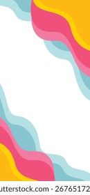 Background Liquid waves shapes. Yellow pink and blue color banner. Memphis beautiful fluid backdrop