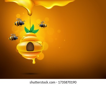 Hintergrund der kleinen Bienen, die auf Wabenrüben fliegen