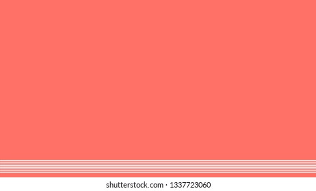 Background living coral at the bottom of several parallel lines. Suitable for desktop, print, decoration, cards, invitations, weddings.
