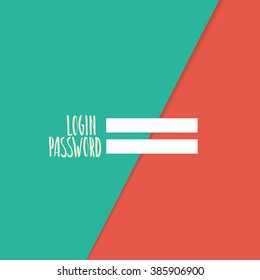 Background with login and password. Modern material design. Abstract Vector Illustration. Words hand painted with brush.