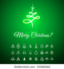 background with the logo of a tree, set of icons tree, card with tree