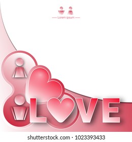 Background with Love text. Valentine's day conception. Vector illustration