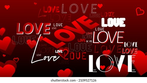 Hintergrund mit Liebestext, Wörtern. Design für romantische Phrasen. Valentinstag, Hochzeitshintergrund für Broschüre, Buch, Poster, Cover, Flyer, Broschüre, Einladungsdesign.